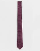 Asos Design Slim Tie In Burgundy Polka Dot - Red