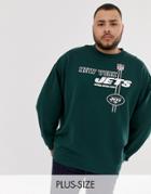 Asos Design Plus Oversized Sweatshirt With Nfl New York Jets Print-green