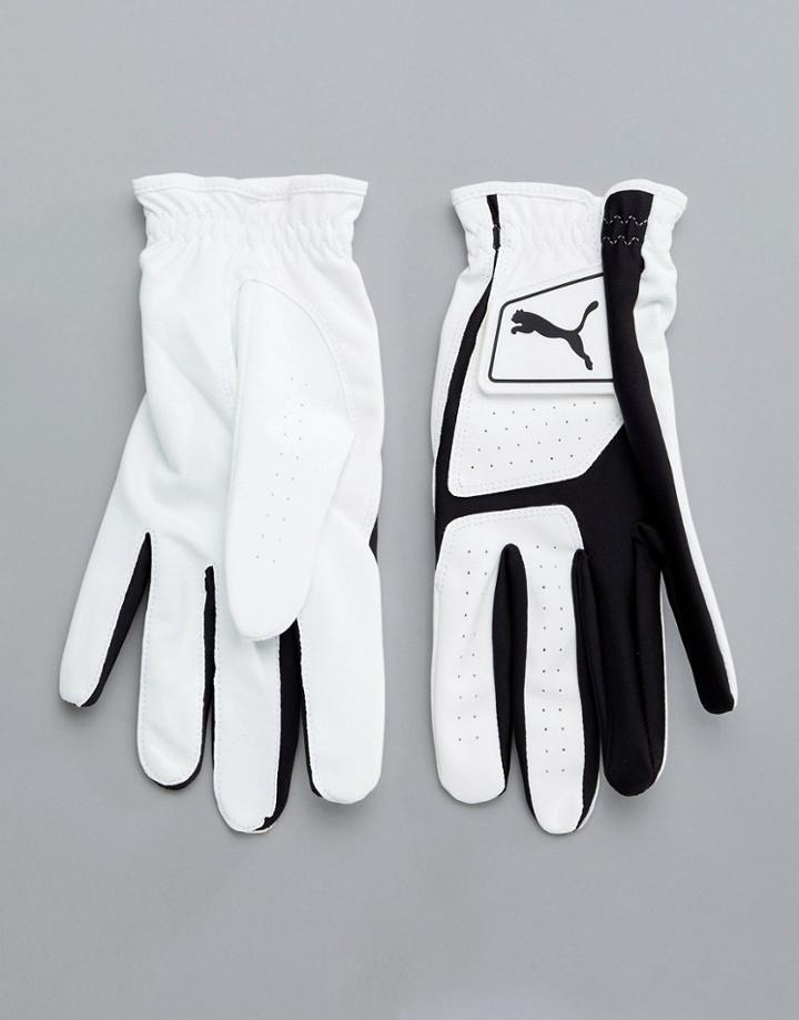 Puma Golf Synthetic Leather Glove In White 4135201 - Black