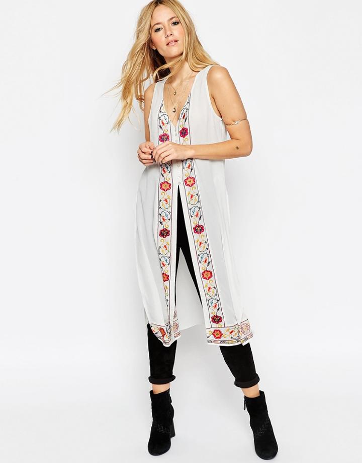 Asos Maxi Blouse With Embroidery - Cream