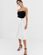 Closet D Ring Tie Waist A-line Skirt-white