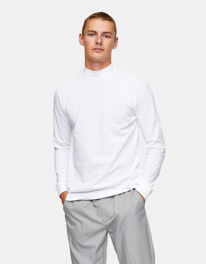 Topman High Neck T-shirt In White