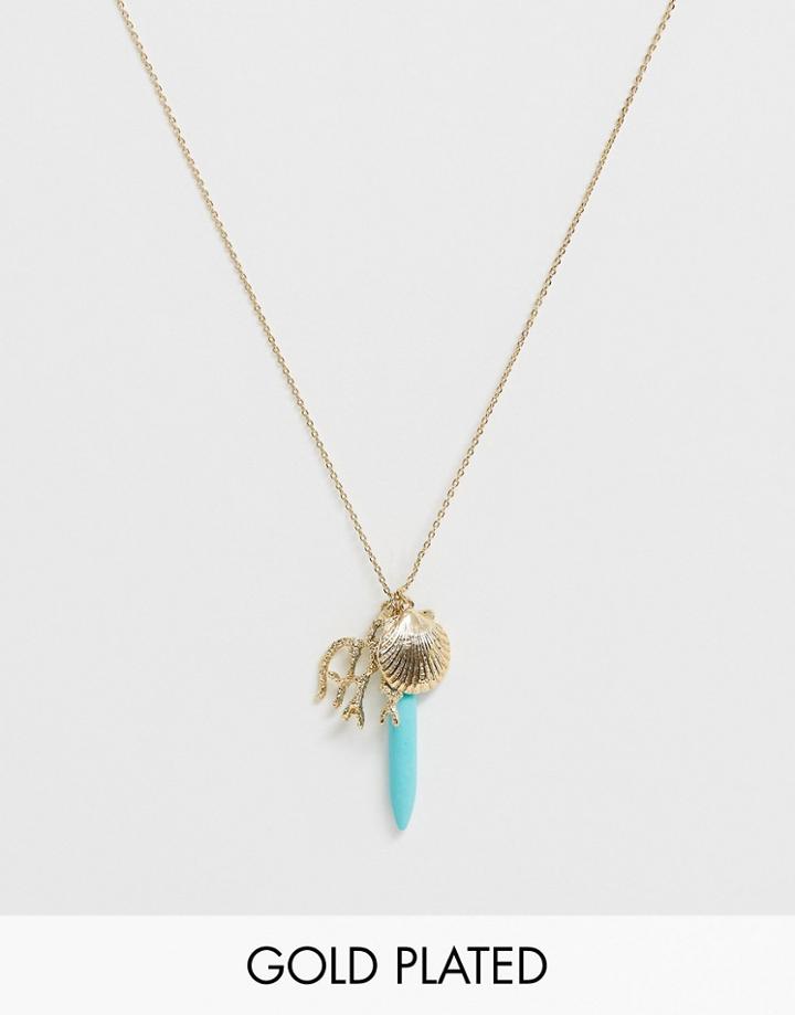 Orelia Gold Plated Seafoam Cluster Necklace