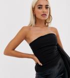 Club L London Petite Bandeau Frill Top In Black