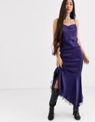 & Other Stories Fishtail Lace-hem Midi Skirt In Deep Blue