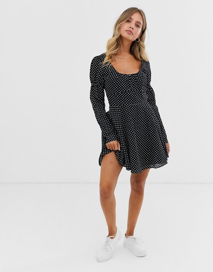The East Order Domino Polka Dot Smock Dress-black