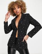 Rare London Embellished Blazer In Black