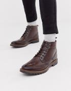 Base London Bower Brogue Boots In Brown