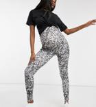 Asos Design Maternity Leggings In Blurred Animal Print-grey