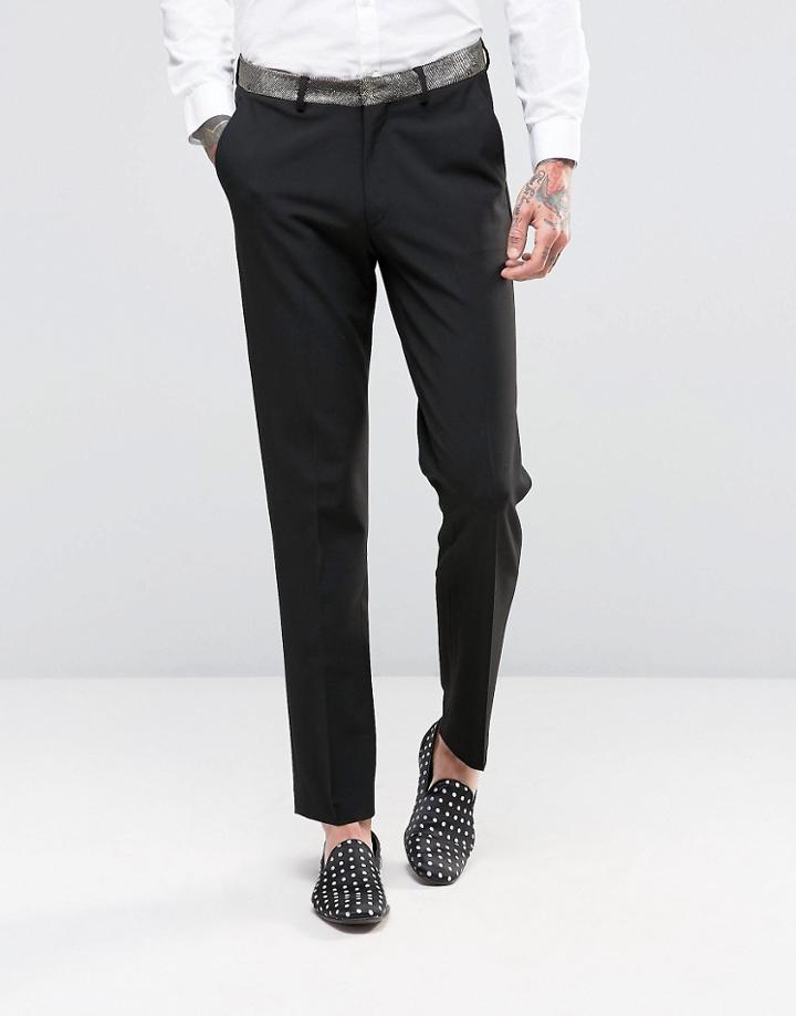 Asos Skinny Suit Pants With Gold Contrast Detail - Gold