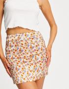 Topshop Fitted Satin Ditsy Mini Skirt In Multi - Part Of A Set