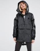 Adidas Originals High Shine Hooded Jacket In Black - Black