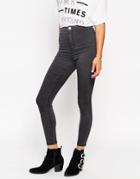 Asos Rivington Ankle Grazer Jeggings In Nile Wash Charcoal - Gray