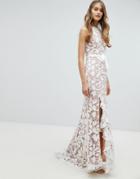Jarlo All Over Cutwork Lace Maxi Dress With Bow Detail Waist - White