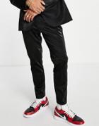 Asos Design Oversized Tapered Suit Pants With Croc Faux Leather In Black
