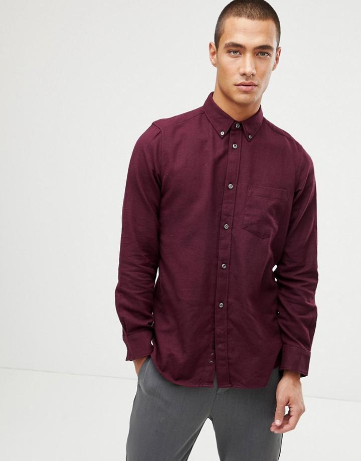 French Connection Plain Flannel Shirt-red