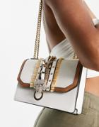 Aldo Rheanastraw Cross Body Bag With Tiger Clasp In Cream-white
