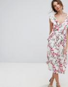 Oasis Floral Printed Ruffle Tea Dress - Multi