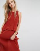 Pull & Bear Pleated Co-ord Top - Orange Bu