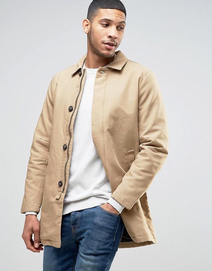 Jack & Jones Originals Trench In Cotton Twill - Beige