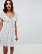 Abercrombie & Fitch Tea Dress With Wrap Detail In Ditsy Spot - Multi