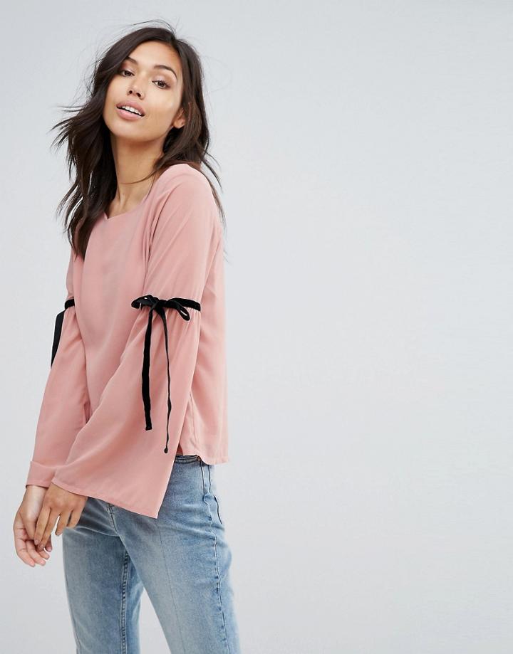 Vero Moda Tie Sleeve Top - Pink