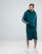 Asos Tracksuit Oversized Hoodie/ Oversized Shorts With Slub Panels - Green
