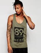 Asos Tank With 89 Print And Extreme Racer Back - Green