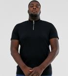 Asos Design Plus Organic T-shirt With Zip Turtleneck In Black