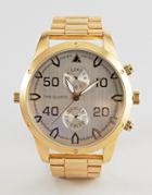Asos Gold Plated Bracelet Watch With Subdials - Gold