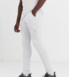 Asos Design Tall Two-piece Skinny Sweatpants With Ma1 Pocket In White Marl