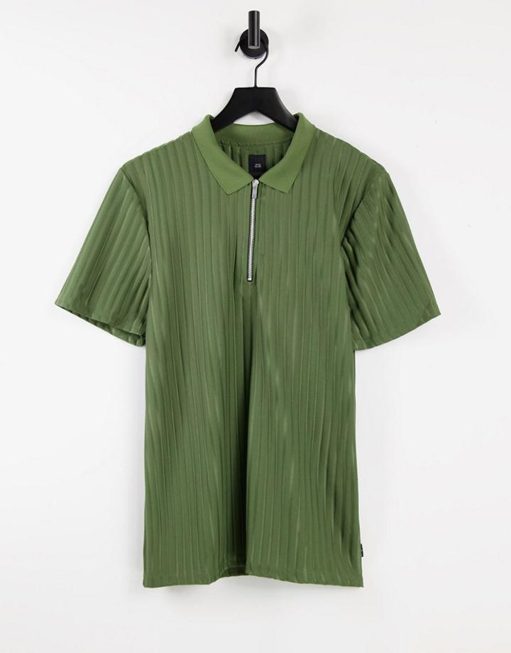 River Island Ribbed Polo In Pink