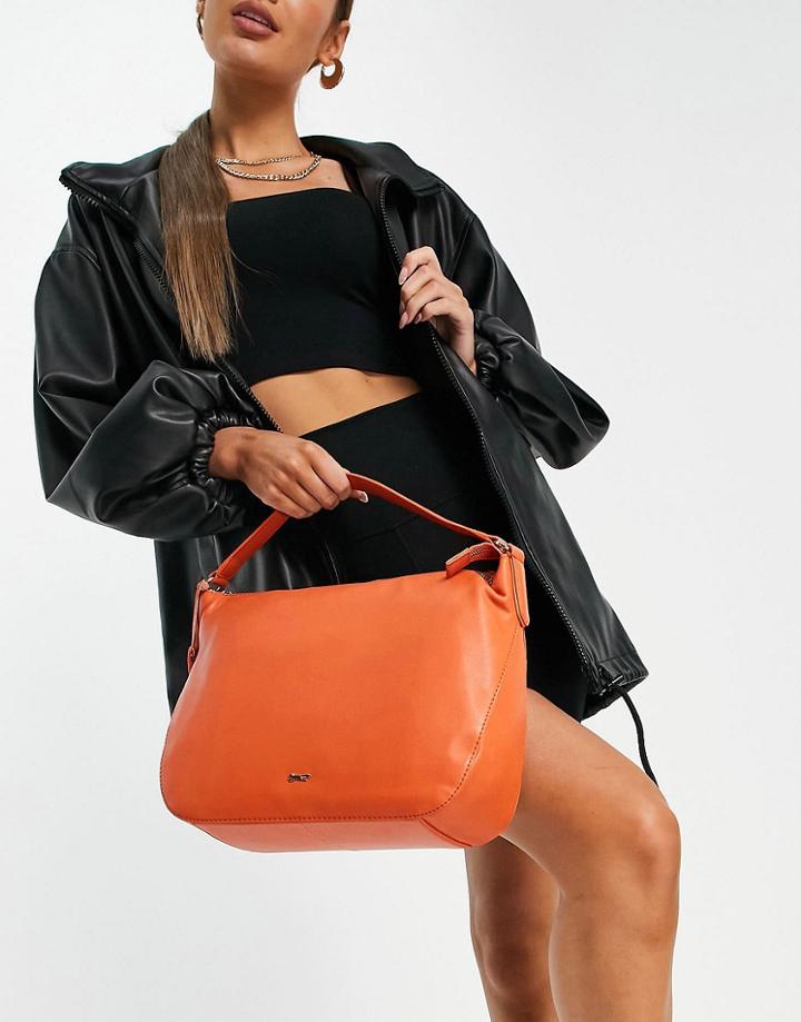 Paul Costelloe Leather Shoulder Bag In Orange