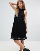 Noisy May Lace Sleeveless Swing Dress - Black