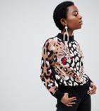 Asos Design Petite Leopard Sleeve Sweater