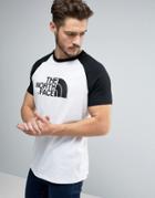 The North Face Raglan Easy T-shirt Large Logo In White/black - White