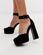 Asos Design Presta Square Toe Platform High Heels In Black - Black