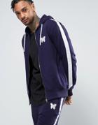Good For Nothing Zip Up Hoodie In Navy - Navy