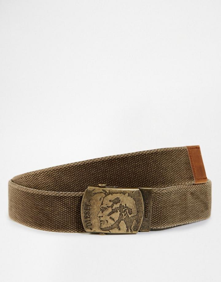 Diesel Webbing Plaque Belt - Green