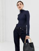 Benetton Roll Neck Knitted Pullover - Navy