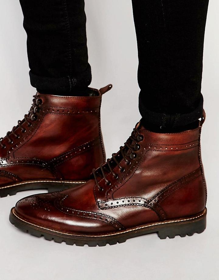 Base London Troop Lace-up Leather Boots - Brown