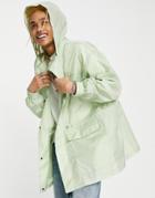 Asos Design Shower Resistant Hooded Rain Jacket In Pastel Green