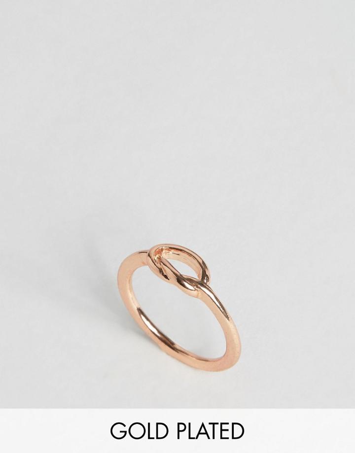 Nylon Rose Gold Plated Knot Ring - Gold
