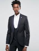 Noose & Monkey Tuxedo Suit Jacket With Stretch And Contrast Satin Lapel In Super Skinny Fit - Black