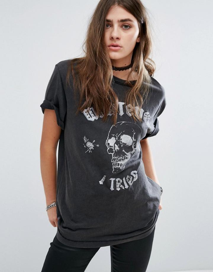 Pull & Bear Band Tee - Black