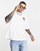 Topman Oversized Turtle Tee With Orange Chest Print In White
