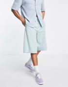 Asos Design Smart Longline Wide Shorts In Soft Touch Aqua Blue
