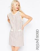 Asos Petite Stripe Shift Dress In Natural Fibre - Multi