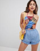 Missguided Tropical Crop Top - Multi