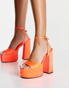 Asos Design Nix High Platform Heeled Sandals In Orange